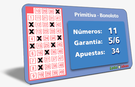 11 números en reducción al 5 por 34 apuestas