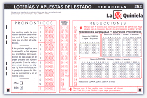 Boleto oficial de reducidas de quiniela Modelo 252