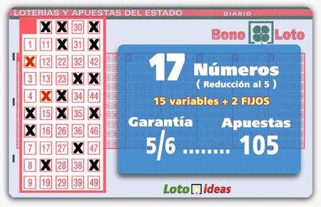 Bonoloto - Reducida de 17 números al 5 por 105 apuestas
