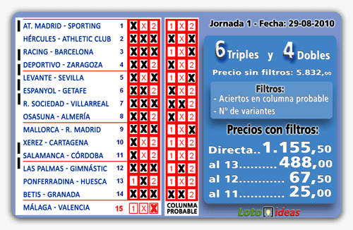 La Quiniela - 6 triples y 4 dobles desde 25 euros