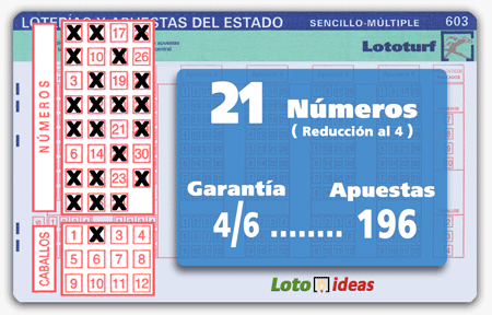 Lototurf - 21 números en reducción al 4 por 196 apuestas