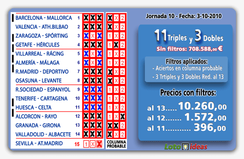 Cuantos dobles y triples se pueden poner en la quiniela