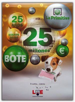 Primitiva 25 aniversario - BOTE 25 Millones euros. 16 Octubre 2010