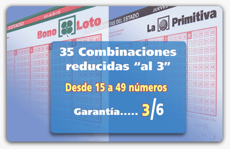 Recopilatario de 35 combinaciones reducidas al 3 para Primitiva o Bonoloto