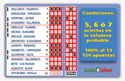 8 Triples reducidos al 13 y condicionados a 5, 6 ó 7 aciertos en columna probable