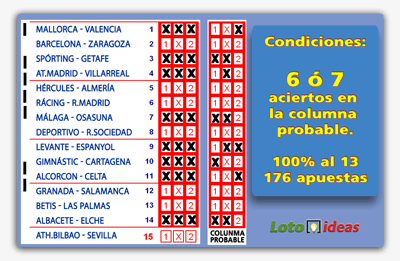 8 Triples reducidos al 13 y condicionados a 6 ó 7 aciertos en columna probable