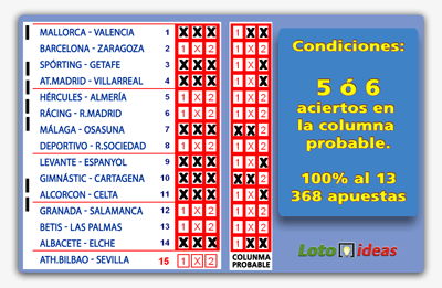 8 Triples reducidos al 13 y condicionados a 5 ó 6 aciertos en columna base