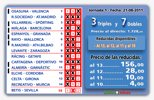 Cuantos dobles y triples se pueden poner en la quiniela