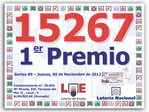 Primer Premio de la Lotería Nacional - Jueves 08-11-2012