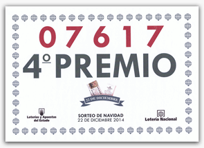 VENDIDO AQUÍ Cuarto Premio de la Lotería Navidad 2014