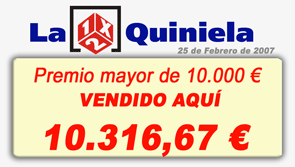 La Quiniela - Premio de 14 aciertos - 25 Febrero 2007