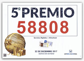 Lotería Navidad - Quinto Premio 22 Diciembre 2017